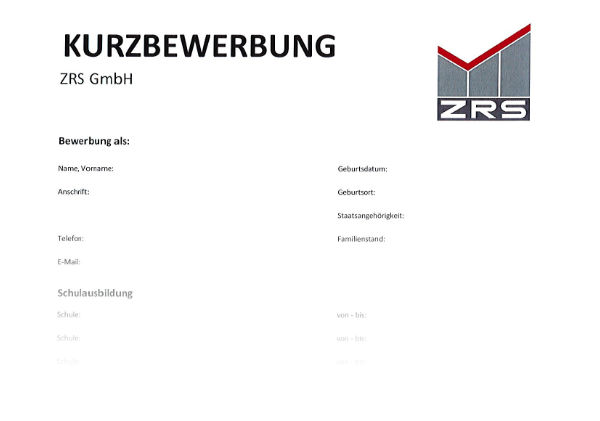 Kurzbewerbung ZRS GmbH